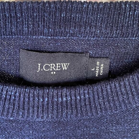 J. Crew Factory Raglan Budded 100% Cotton Crewneck Sweater Men's Navy Size Large - Picture 6 of 7
